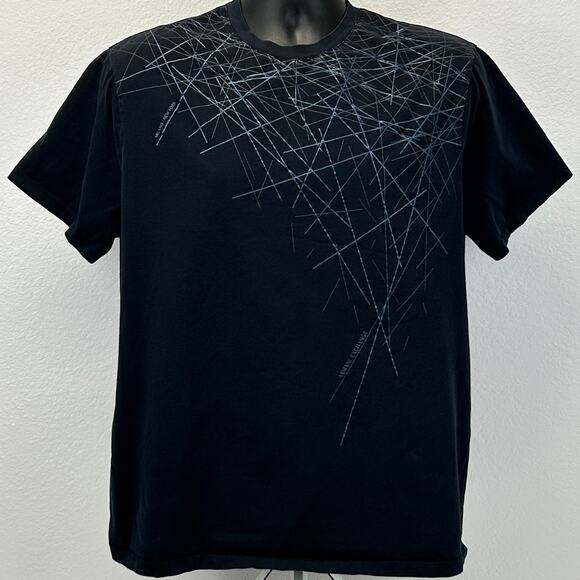 Armani Exchange T Shirt Milano New York Lines Black Short Sleeve XL X-Large - Picture 2 of 9